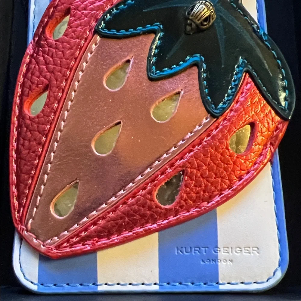 Kurt Geiger London Eagle Head Stripe Strawberry Magnetic Card Case::NWT:: 🍓
